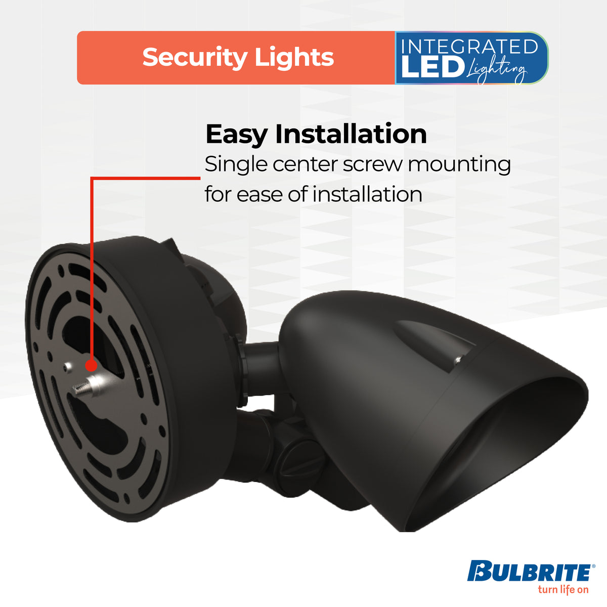 Bulbrite LED Security Flood Light, 24W, 120W Equivalent, 4000K, Hard Wired, Black Finish