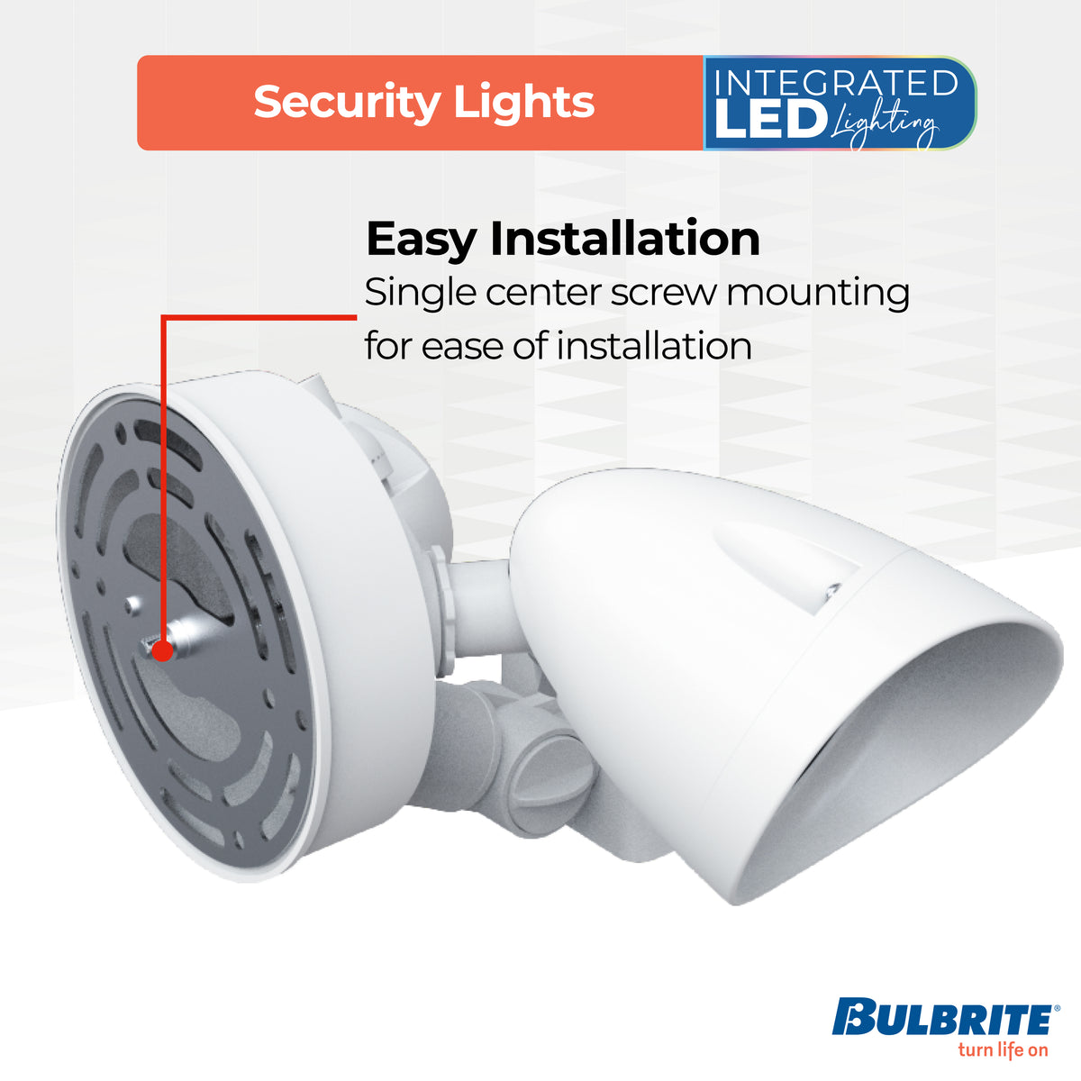 Bulbrite LED Security Flood Light, Motion Sensor + Dusk-to-Dawn, 24W, 120W Equivalent, 4000K, Hard Wired, White Finish