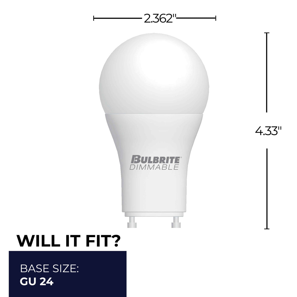 Bulbrite LED Filament 9W Dimmable A19 Light Bulbs with Frost Finish and Bi – Pin (GU24) Base – 3000K Soft White Light, 800 Lumens, 4-Pack