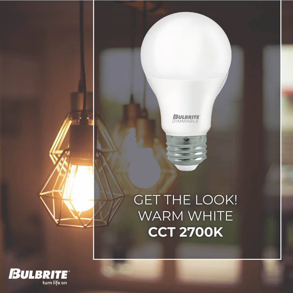 Bulbrite A19 Filament LED Light Bulb, 8.5W, 60W Equivalent, 2700K, E26 Base, Frost Finish, Dimmable, 25-Pack