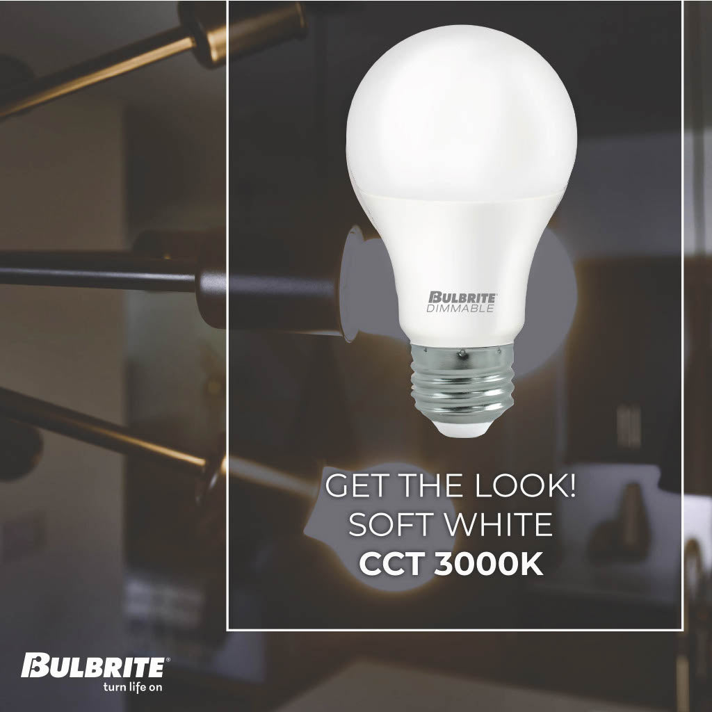Bulbrite A19 Filament LED Light Bulb, 8.5W, 60W Equivalent, 3000K, E26 Base, Frost Finish, Dimmable, 25-Pack