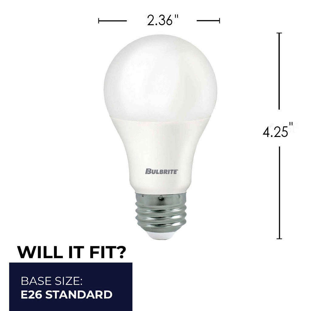 Bulbrite A19 Filament LED Light Bulb, 9W, 60W Equivalent, 3000K, E26 Base, Frost Finish, Dimmable, 25-Pack