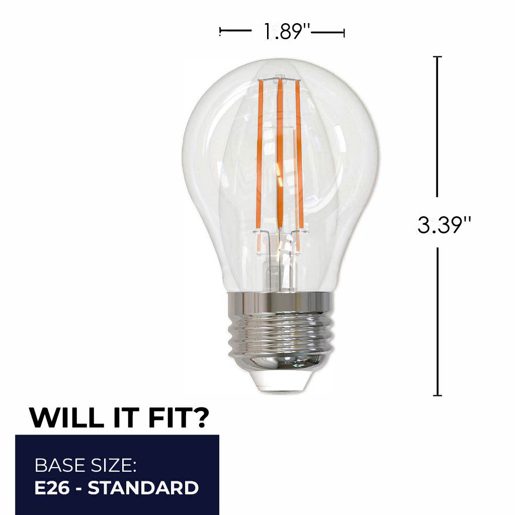 Bulbrite LED Filament 7W Dimmable A15 Light Bulb with Clear Glass Finish and E26 Medium Base – 3000K Soft White Light, 800 Lumens, 4-Pack, Clear Finish
