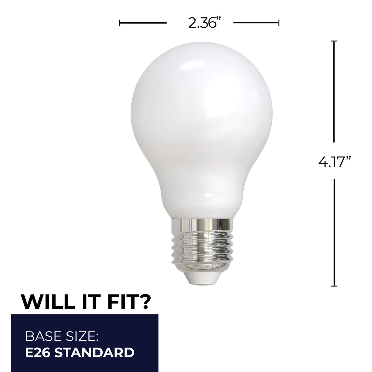 Bulbrite LED Filament 7W Dimmable A19 Light Bulbs with Milky Finish and E26 Medium Base – 3000K Soft White Light, 800 Lumens, 4-Pack