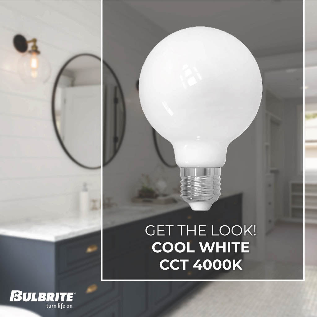 Bulbrite LED Filament 7W Dimmable A19 Light Bulb with Milky Glass Finish and E26 Medium Base – 4000K Cool White Light, 800 Lumens, 4-Pack
