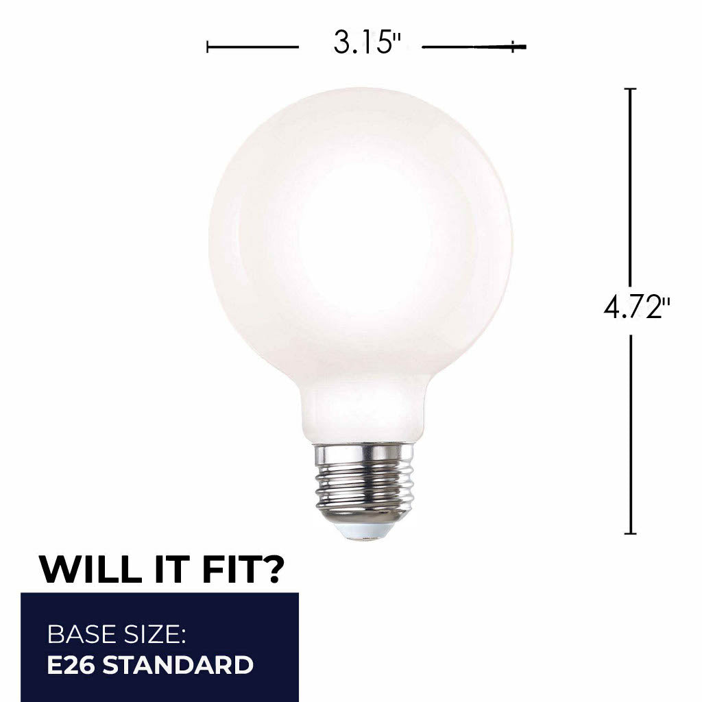 Bulbrite G25 Filament LED Light Bulb, 7.6W, 60W Equivalent, 3000K, E26 Base, Milky Finish, Dimmable, 8-Pack