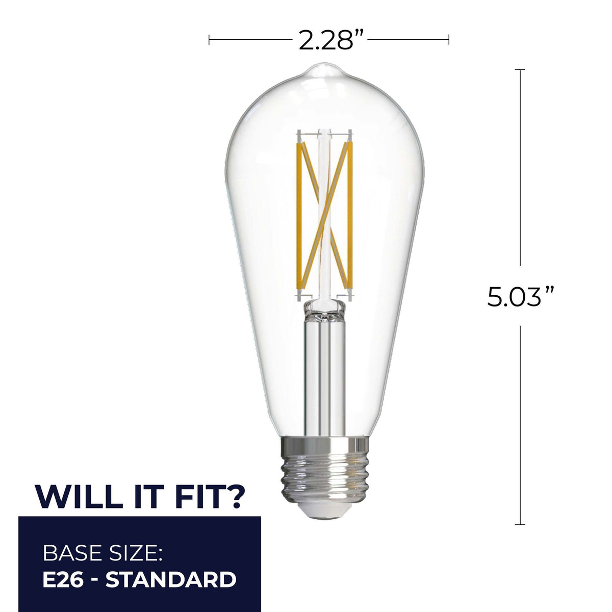 Bulbrite LED 7.6W Watt Dimmable ST18 Light Bulb with a Clear Finish and a Medium Screw E26 – 2700K Warm White Light 800 lumens, 10-Pack