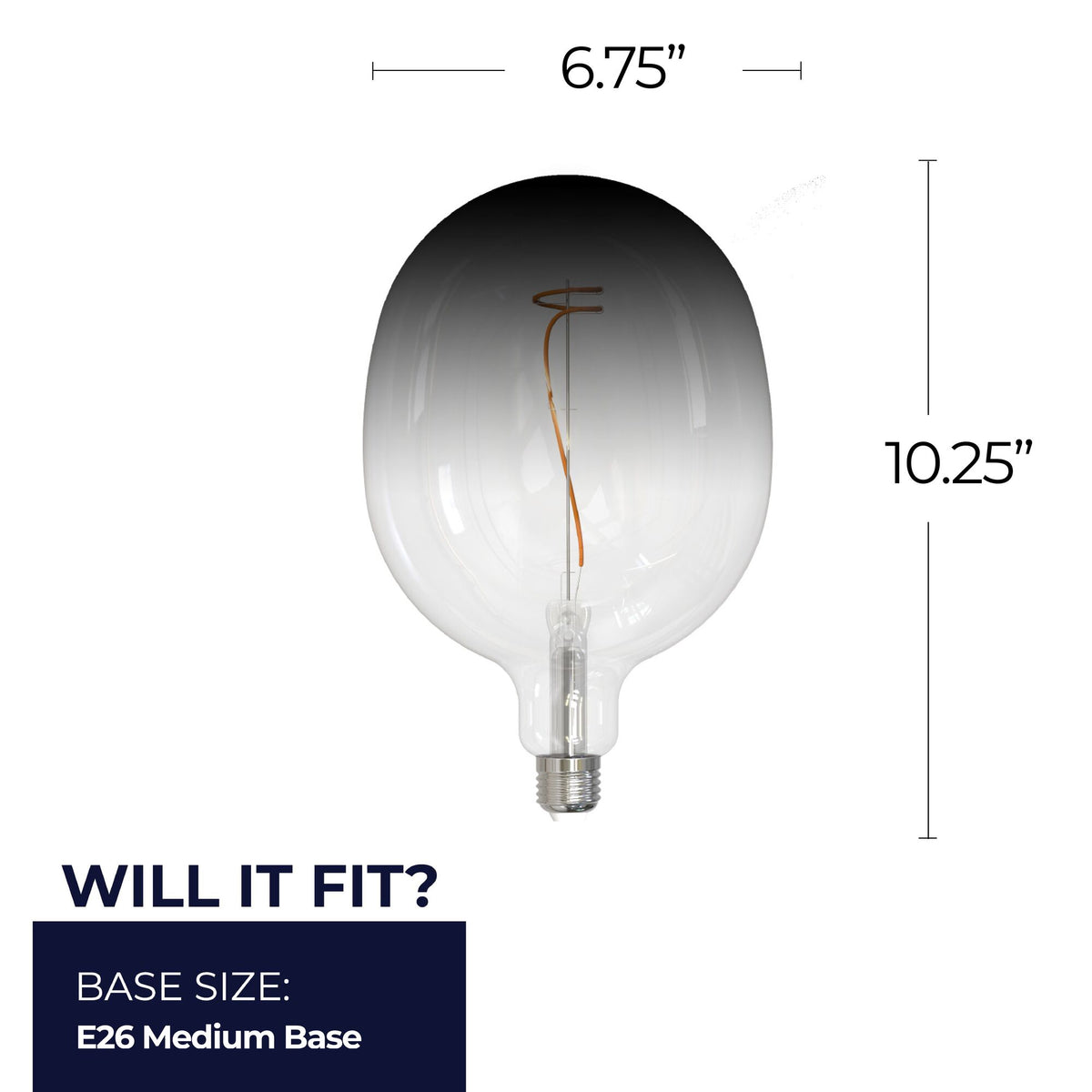 Bulbrite LED Filament 4.5W Dimmable C53 Light Bulb with Clear/Smoke Glass Finish and E26 Medium Base – 3000K Soft White Light, 200 Lumens, 2-Pack