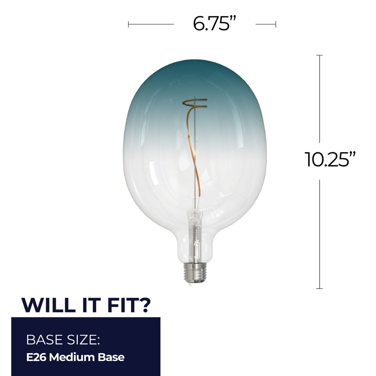 Bulbrite Gradient 4.5W C53 LED Filament Light Bulb with a Clear/Blue Finish and E26 Medium Base – 3000K, 200 Lumens