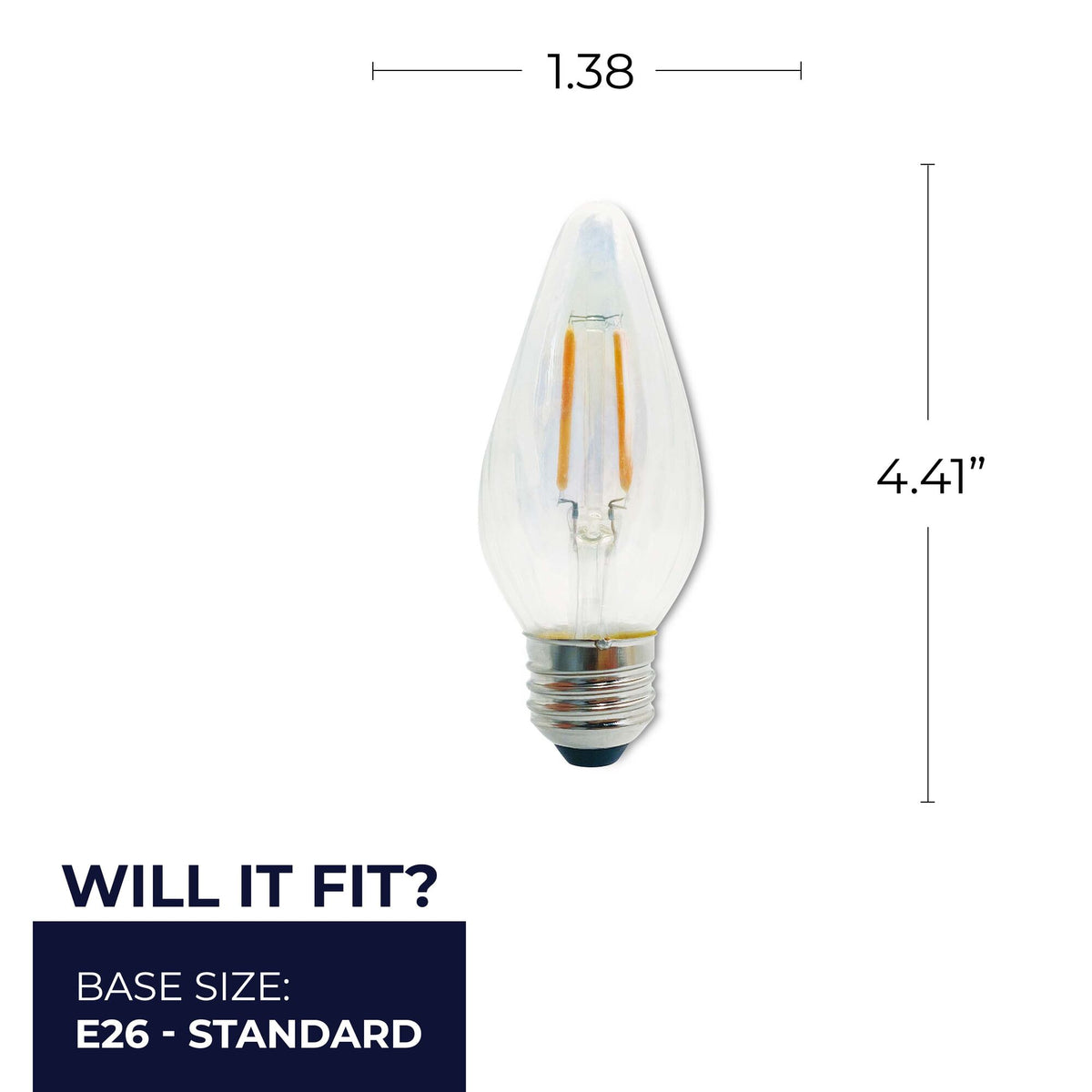 Bulbrite Fiesta 4W Dimmable F15 LED Filament Light Bulb with Clear Iridescent Glass Finish and E26 Medium Base – 2700K Warm White Light, 320 Lumens, 4-Pack