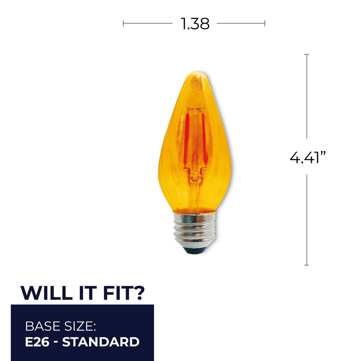 Bulbrite Fiesta 4W Dimmable F15 LED Filament Light Bulb with Amber Glass Finish and E26 Medium Base – 2100K Amber Light, 280 Lumens, 4-Pack