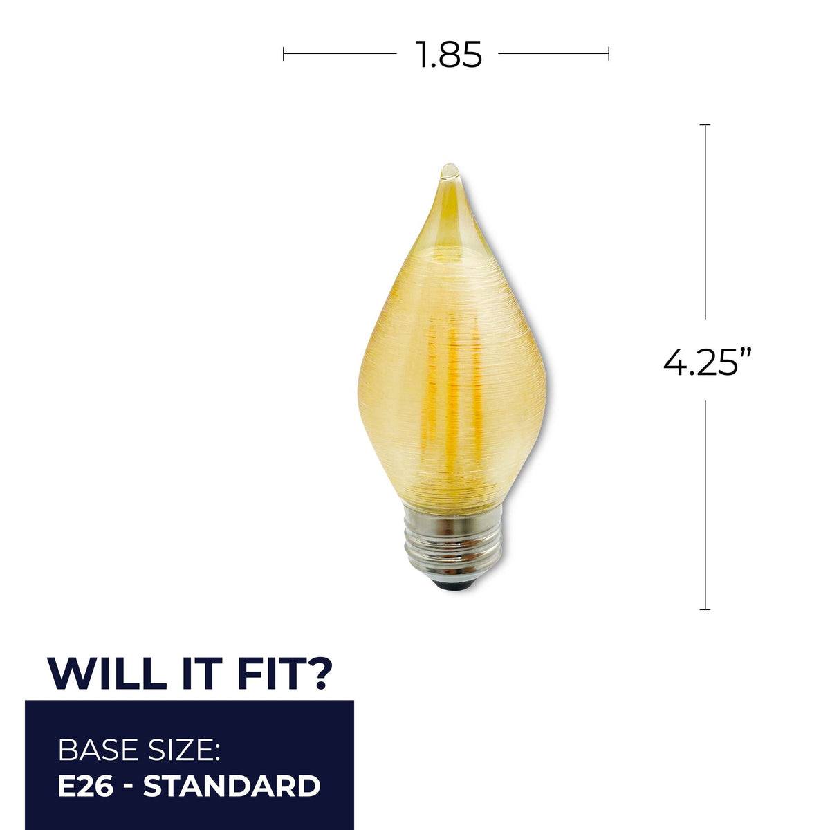 Bulbrite Spunlite 4W Dimmable C15 LED Filament Light Bulb with Amber Glass Finish and E26 Medium Base – 2100K Amber Light, 250 Lumens, 4-Pack