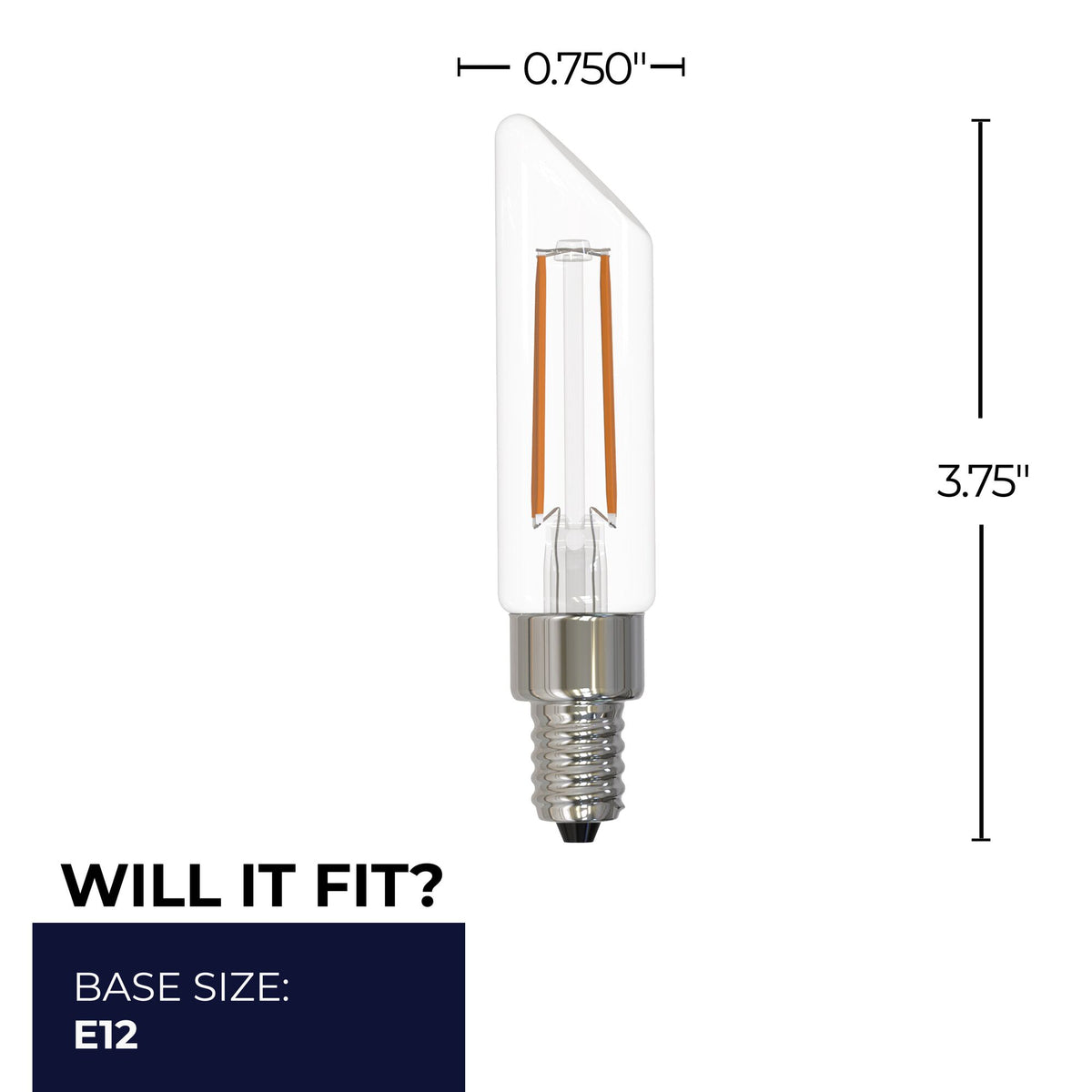 Bulbrite LED Filament 4.5W Dimmable T6SL Light Bulbs with a Clear Finish and E12 Candelabra Base – 2700K Warm White Light, 400 Lumens, 4-Pack