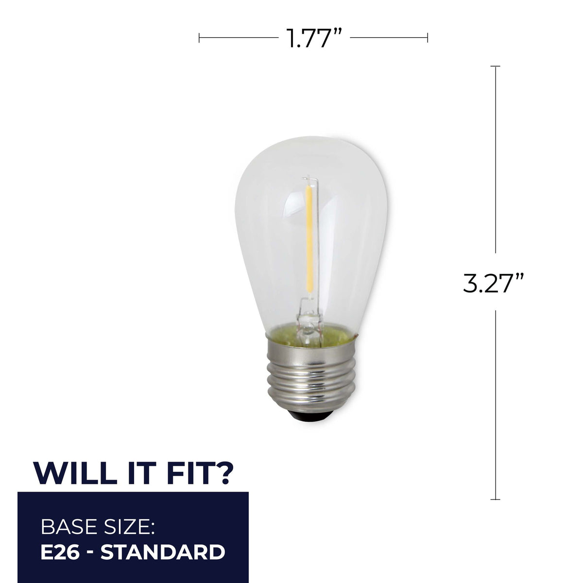 Bulbrite 0.7W Clear Filament S14 E26 Medium Base LED Light Bulb – 75 Lumens, 2700K, 6-Pack