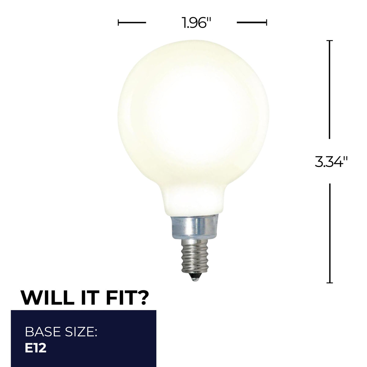 Bulbrite LED Filament 4W Dimmable G16 Light Bulbs with Milky Finish and E12 Candelabra Base – 3000K Soft White Light, 360 Lumens, 4-Pack