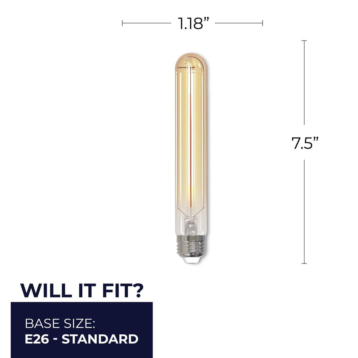 Bulbrite LED Filament 5W Dimmable 7.5 Inch T9 Light Bulb with Antique Glass Finish and E26 Medium Base – 2100K Amber Light, 250 Lumens, 4-Pack