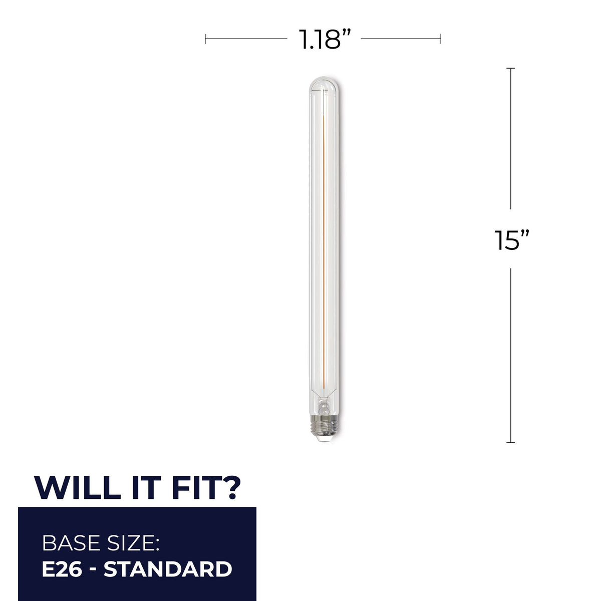 Bulbrite LED 5W Dimmable T9 15" Light Bulb with a Clear Finish and a Medium Screw E26 – 3000K Soft White Light 400 lumens, 3-Pack