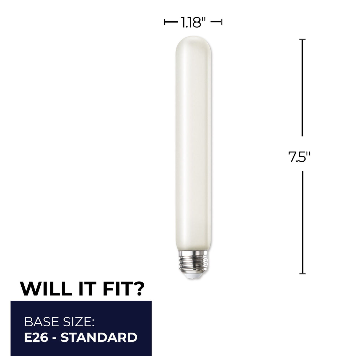 Bulbrite LED Filament 5W Dimmable 7 Inch T9 Light Bulb with Frost Glass Finish and E26 Medium Base – 2700K Warm White Light, 350 Lumens, 4-Pack