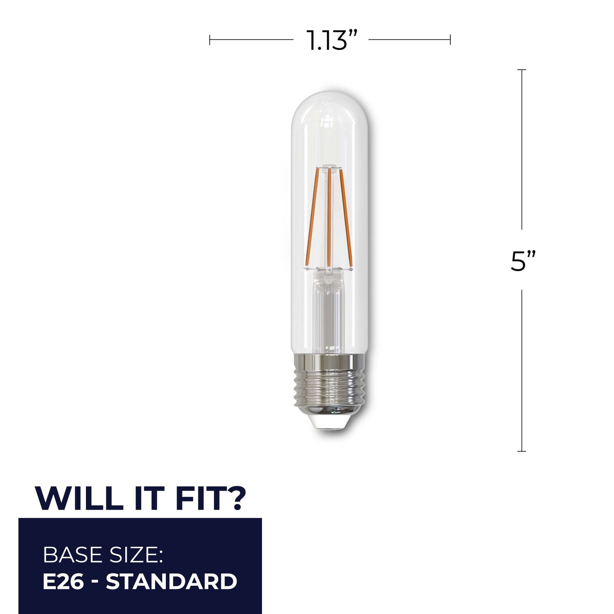 Bulbrite 5W Dimmable Clear Filament T9 E26 Medium Base LED Bulb – 400 Lumens, 2700K, and 80 CRI, 2-Pack