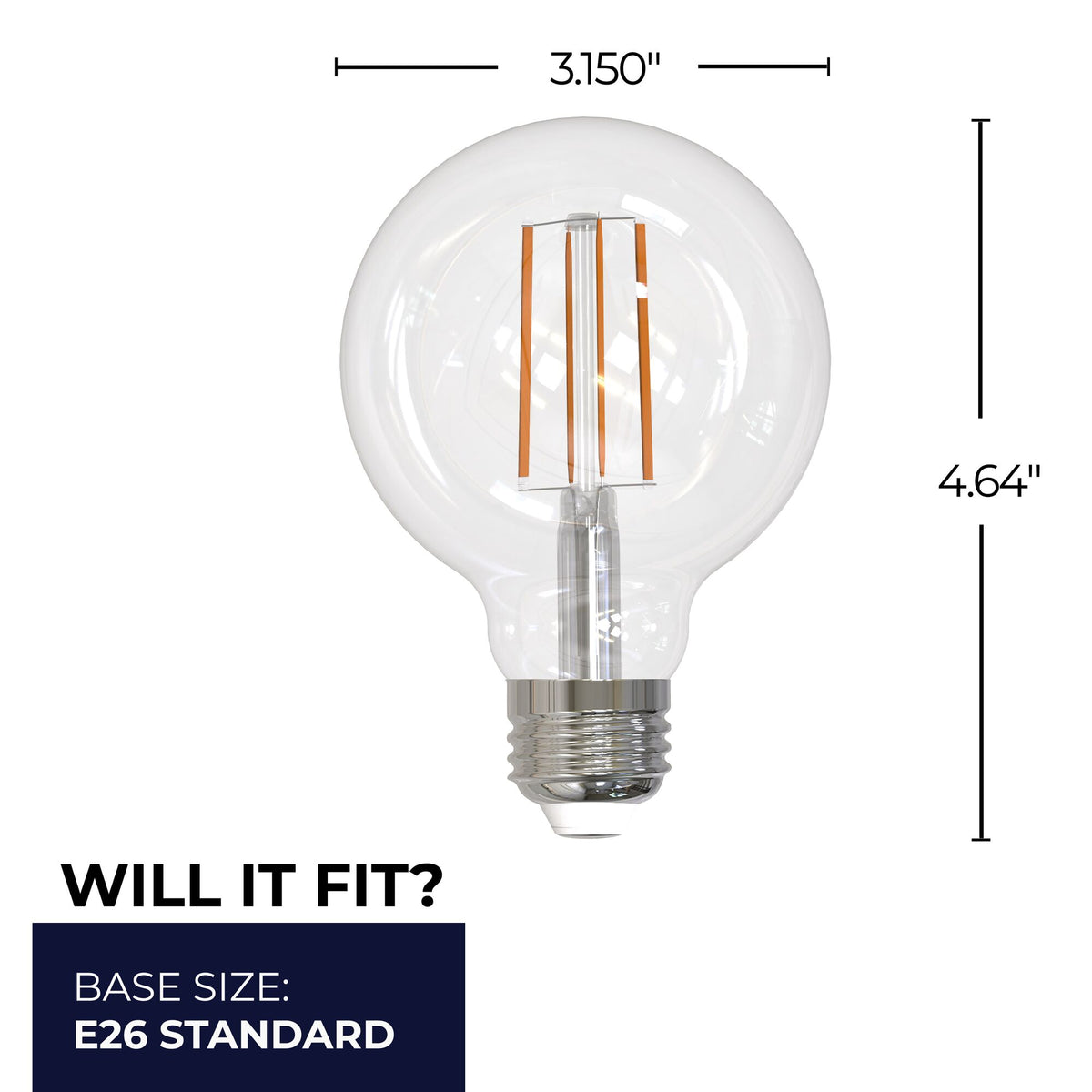 Bulbrite LED Filament 13W Dimmable G25 Light Bulbs with a Clear Finish and E26 Medium Base – 2700K Warm White Light, 1400 Lumens, 4-Pack