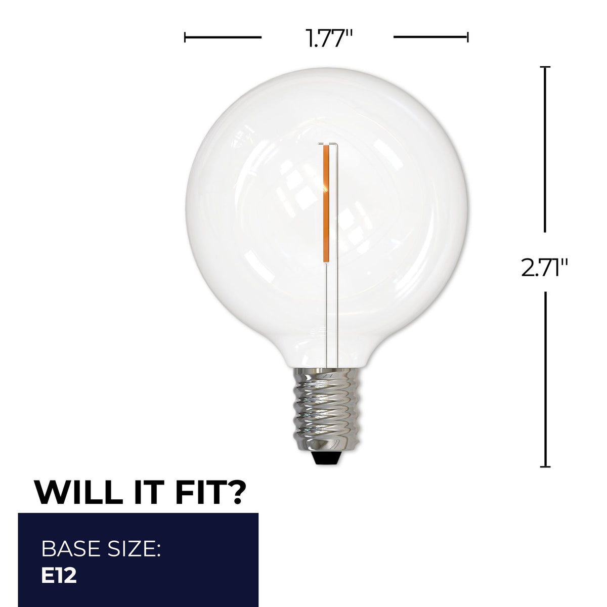 Bulbrite LED Mini 1W Dimmable G16 Light Bulbs with Clear Plastic Finish and E12 Candelabra Base – 2700K Warm White Light, 70 Lumens, 10-Pack