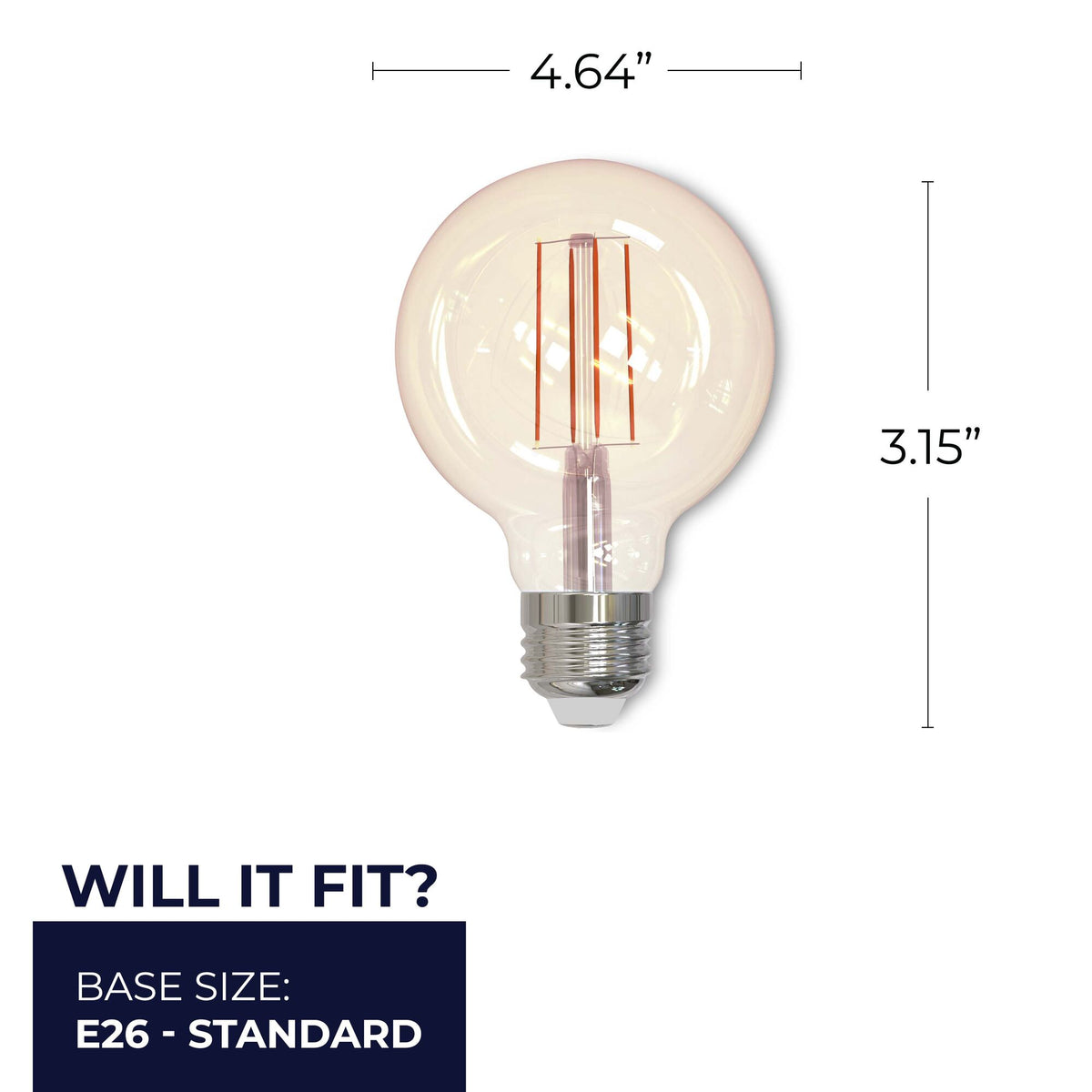 Bulbrite 5W Dimmable Antique Filament G25 E26 Medium Base LED Bulb – 2200K and 80 CRI, 2-Pack