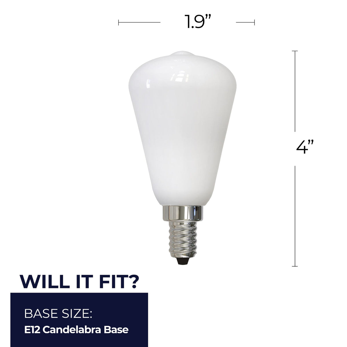 Bulbrite LED Filament 4W Dimmable ST15 Light Bulb with Milky Glass Finish and E12 Candelabra Base – 3000K Soft White Light, 400 Lumens, 4-Pack