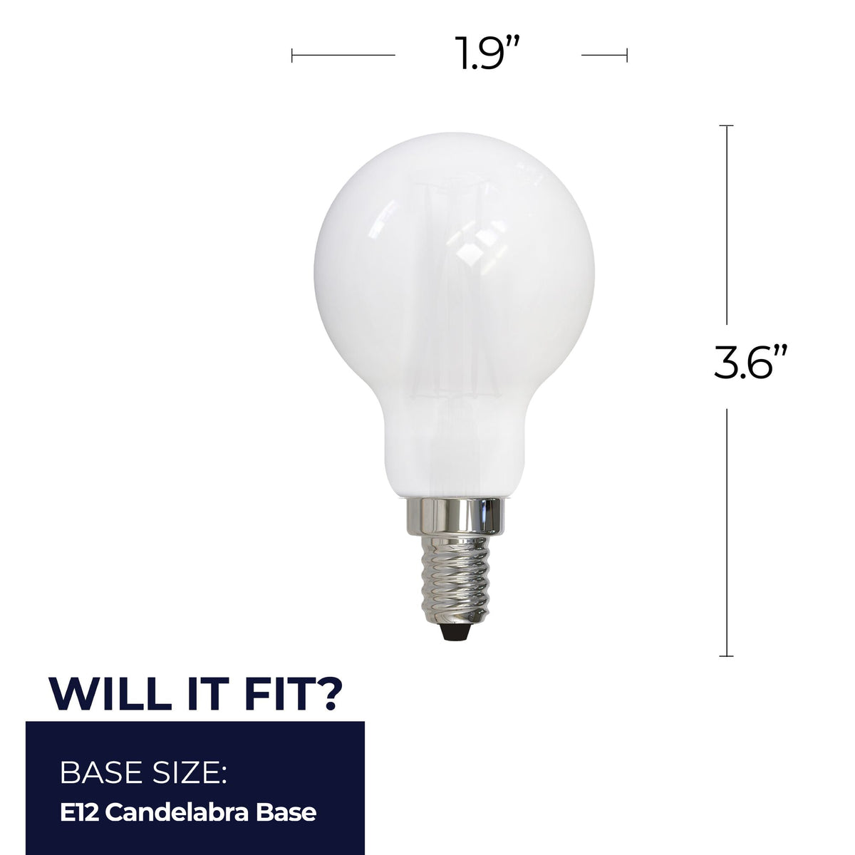 Bulbrite LED Filament 4W Dimmable A15 Light Bulb with Milky Glass Finish and E12 Candelabra Base – 2700K Warm White Light, 400 Lumens, 4-Pack