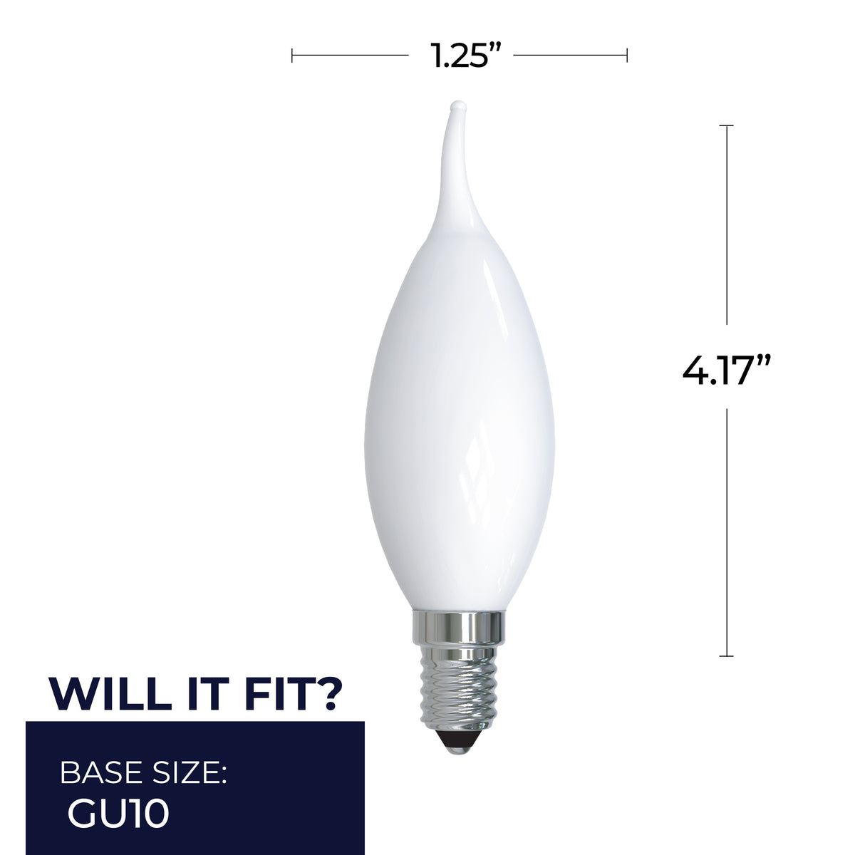 Bulbrite LED Filament 4.5W Dimmable CA10 Light Bulb with a Milky Finish and E12 Candelabra Base – 3000K Soft White Light, 400 Lumens, 4-Pack