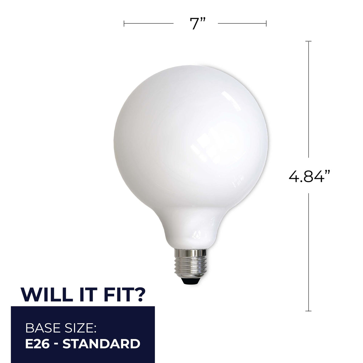 Bulbrite LED Filament 8.5W Dimmable G40 Light Bulbs with a Milky Finish and E26 Medium Base – 3000K Soft White Light, 800 Lumens, 2-Pack