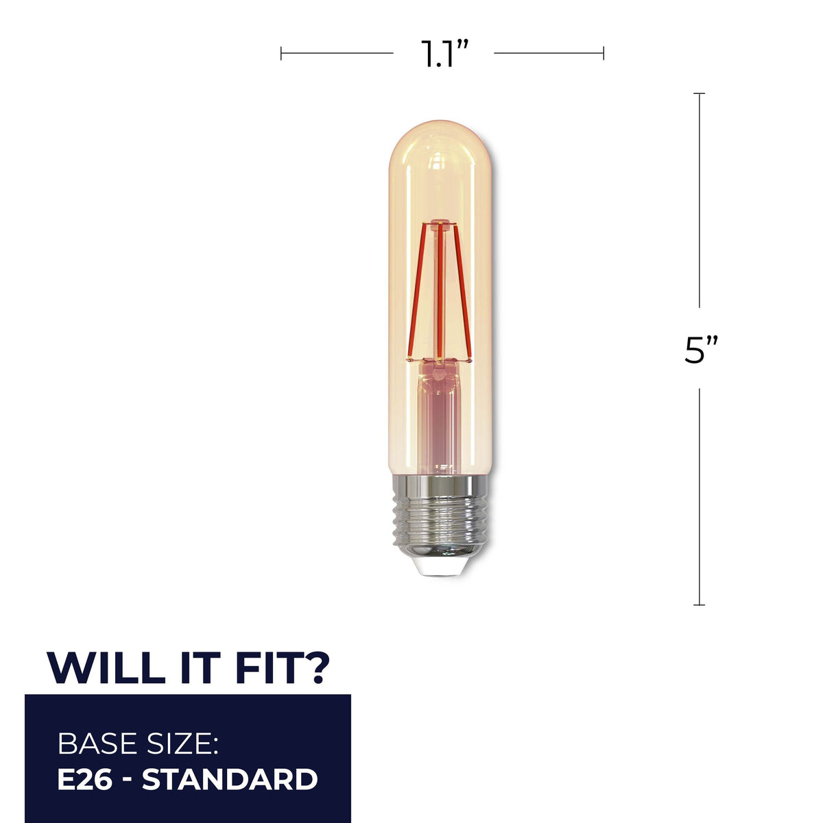 Bulbrite LED Filament T9 Nostalgic Thread Edison Light Bulb, 25W Equivalent, Antique Finish, 2-Pack
