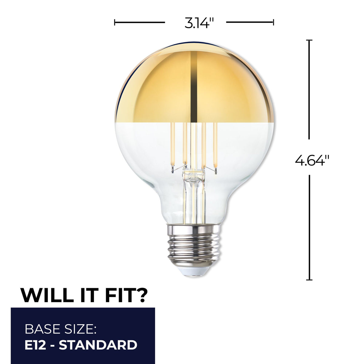 Bulbrite LED Filament 4.5W Dimmable G25 Light Bulb with Half Gold Glass Finish and E26 Medium Base – 2700K Warm White Light, 350 Lumens, 4-Pack
