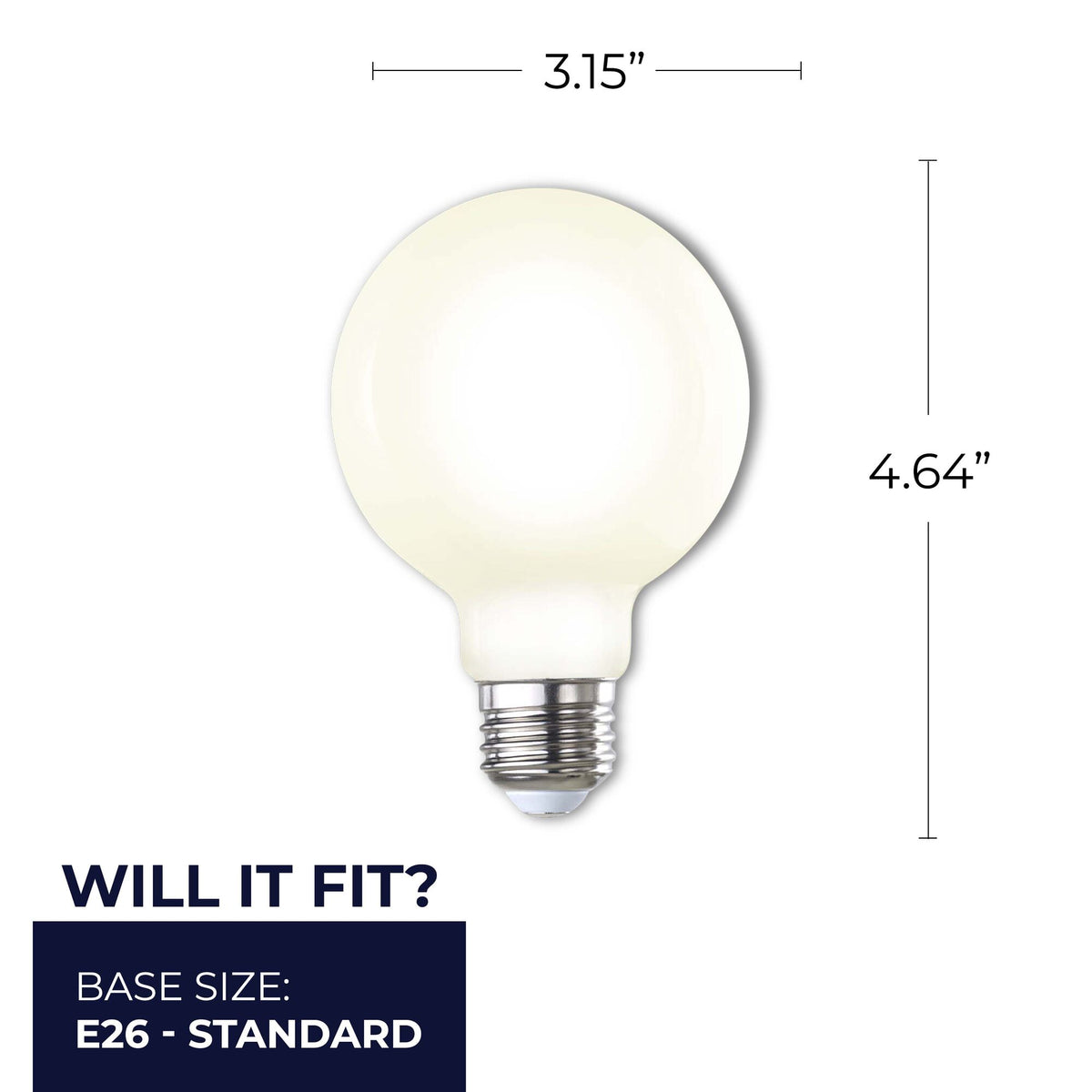 Bulbrite LED Filament 8.5W Dimmable G25 Light Bulb with a Milky Finish and E26 Medium Base – 2700K Warm White Light, 800 Lumens, 4-Pack