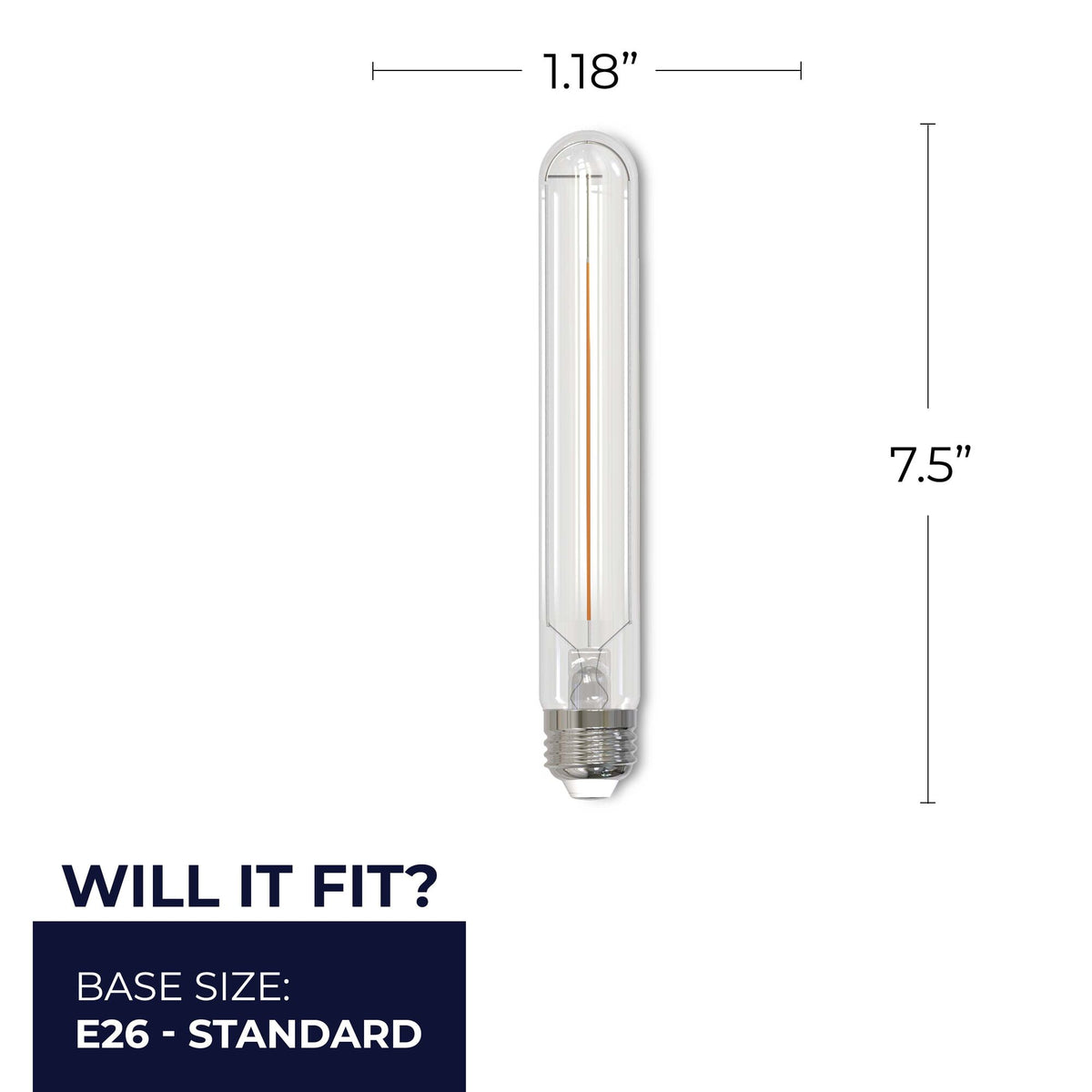 Bulbrite LED Filament 5W Dimmable 7.5 Inch T9 Light Bulb with Clear Glass Finish and E26 Medium Base – 3000K Soft White Light, 300 Lumens, 4-Pack