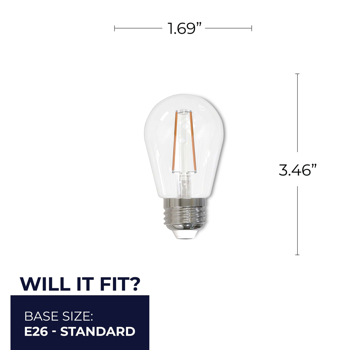 Bulbrite LED Filament S14 Dimmable Medium Screw Base (E26) Light Bulb 11W Equivalent 2700K, Clear 4-Pack
