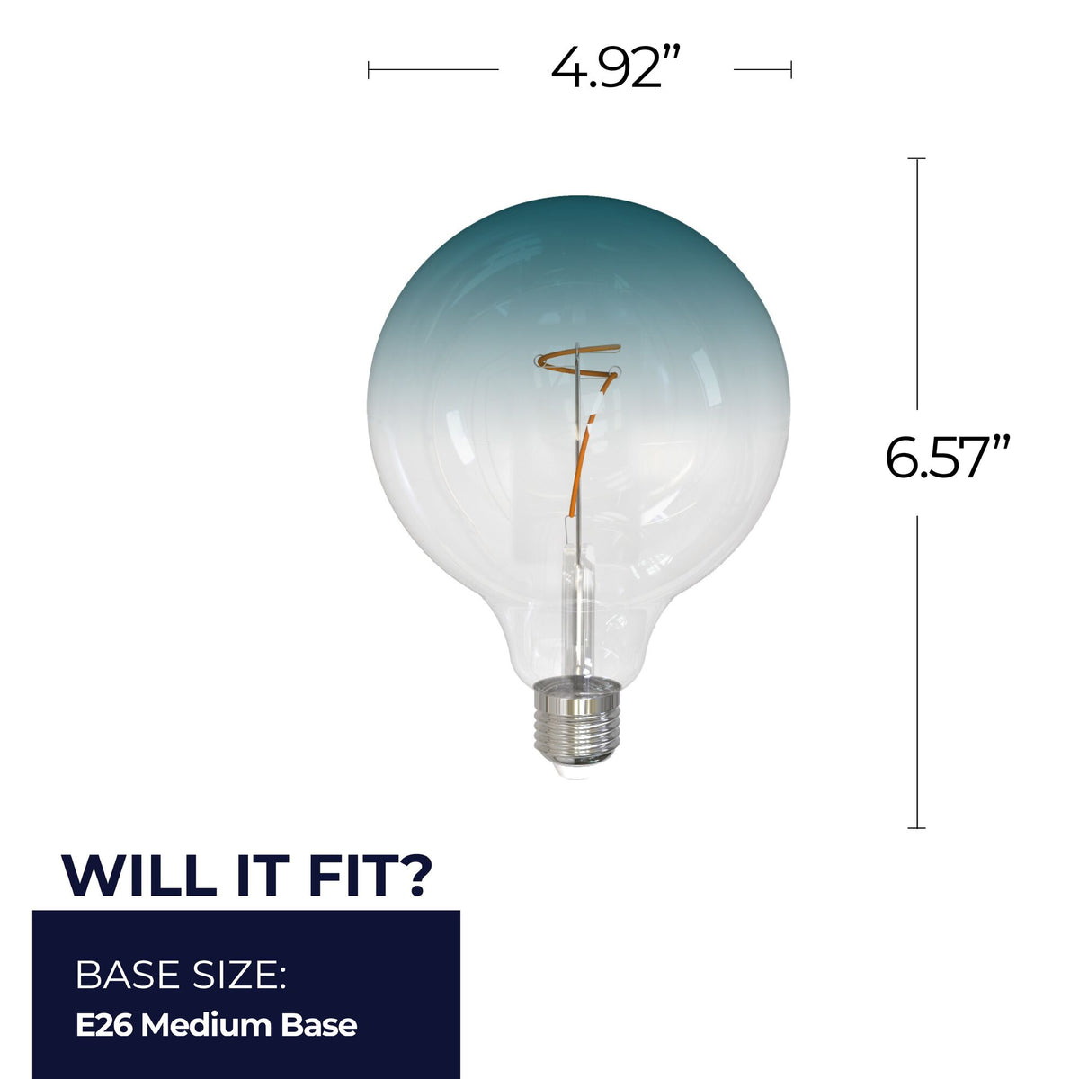 Bulbrite LED Filament 4.5W Dimmable G40 Light Bulb with Clear/Blue Glass Finish and E26 Medium Base – 3000K Soft White Light, 200 Lumens, 2-Pack