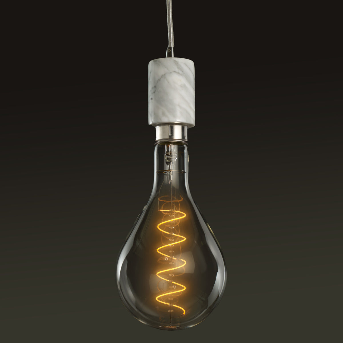4W LED PEAR SHAPED GRAND 2200K FILAMENT W/ WHITE MARBLE PENDANT WITH WHITE STRING