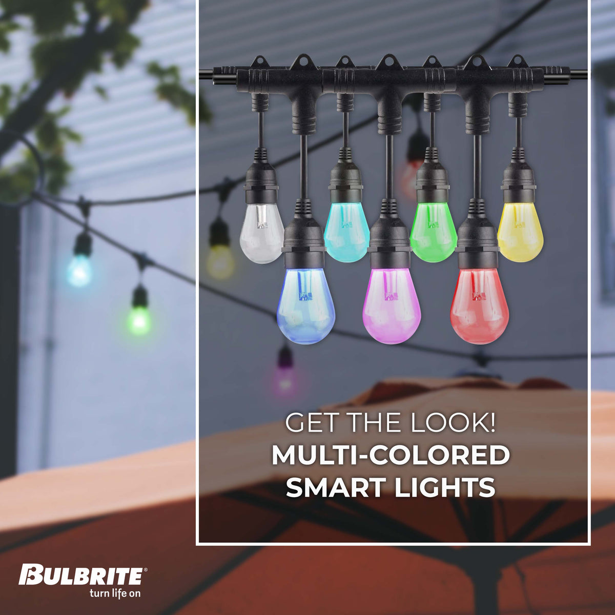 Bulbrite Solana 36 – FT Smart String Light Kit with Shatter Resistant RGB Color Changing LED Light Bulbs