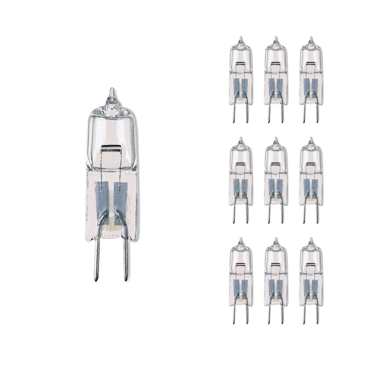 Bulbrite Pack of (10) Halogen Mini T3 JC Bi-Pin Base (G4) Light Bulbs, 20 Watt, Clear