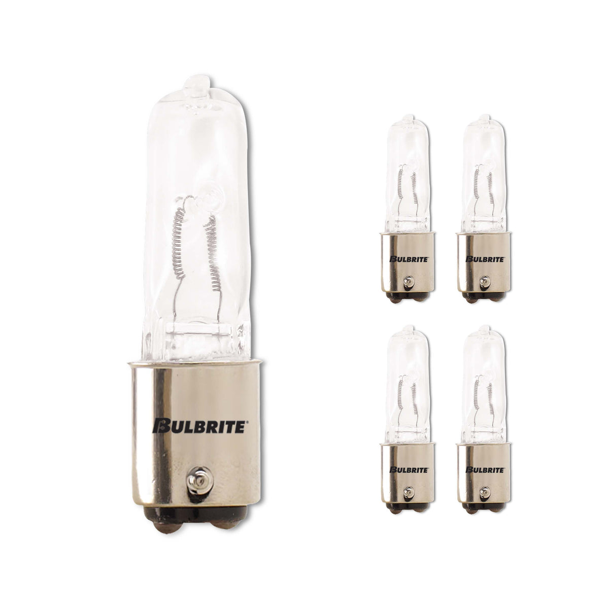 Bulbrite Pack of (5) 100 Watt Dimmable Clear T4 Double-Contact Bayonet (BA15D) Halogen Bulb