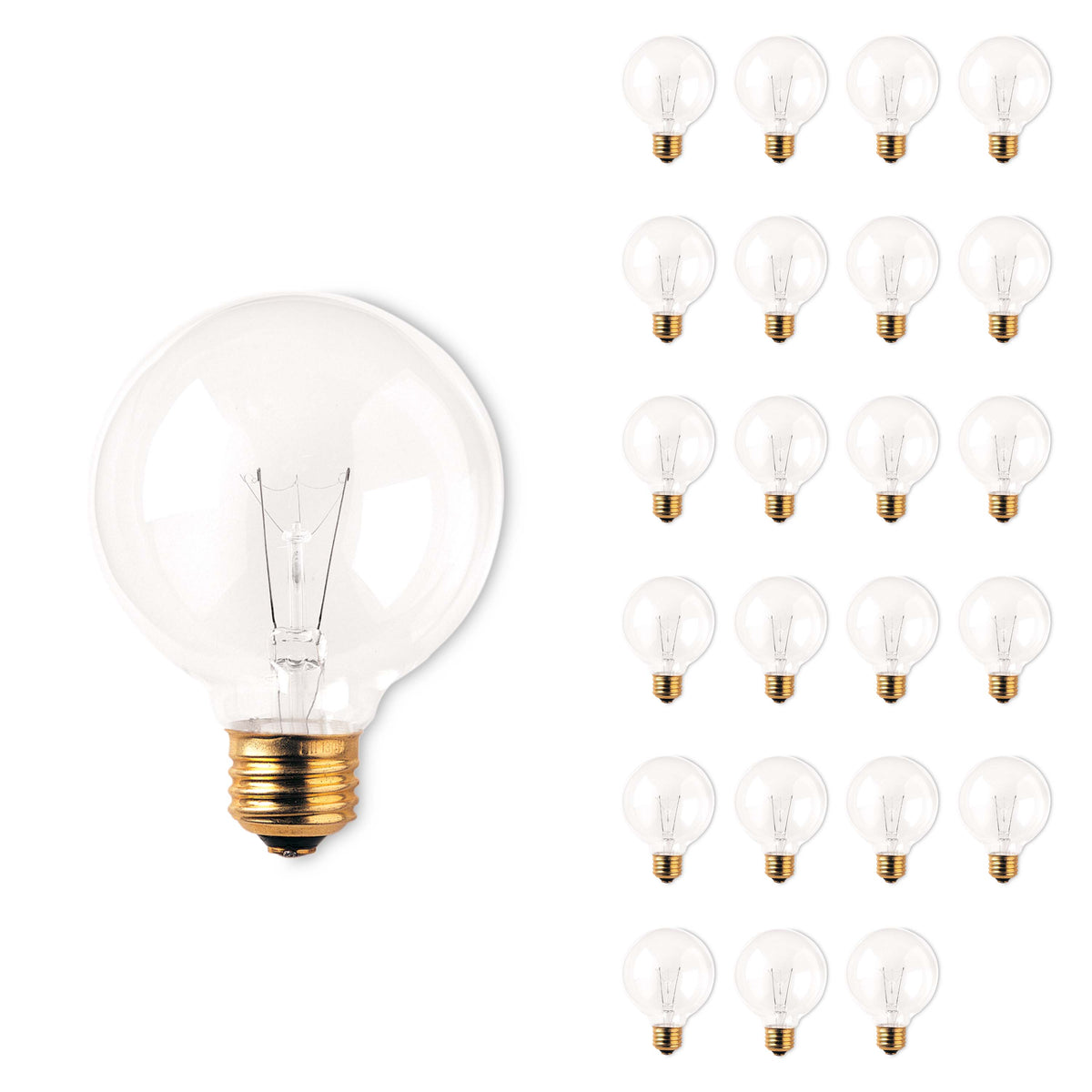 Bulbrite Incandescent G25 Medium Screw Base (E26) Light Bulb, 40 Watt, Clear, Pack of 24