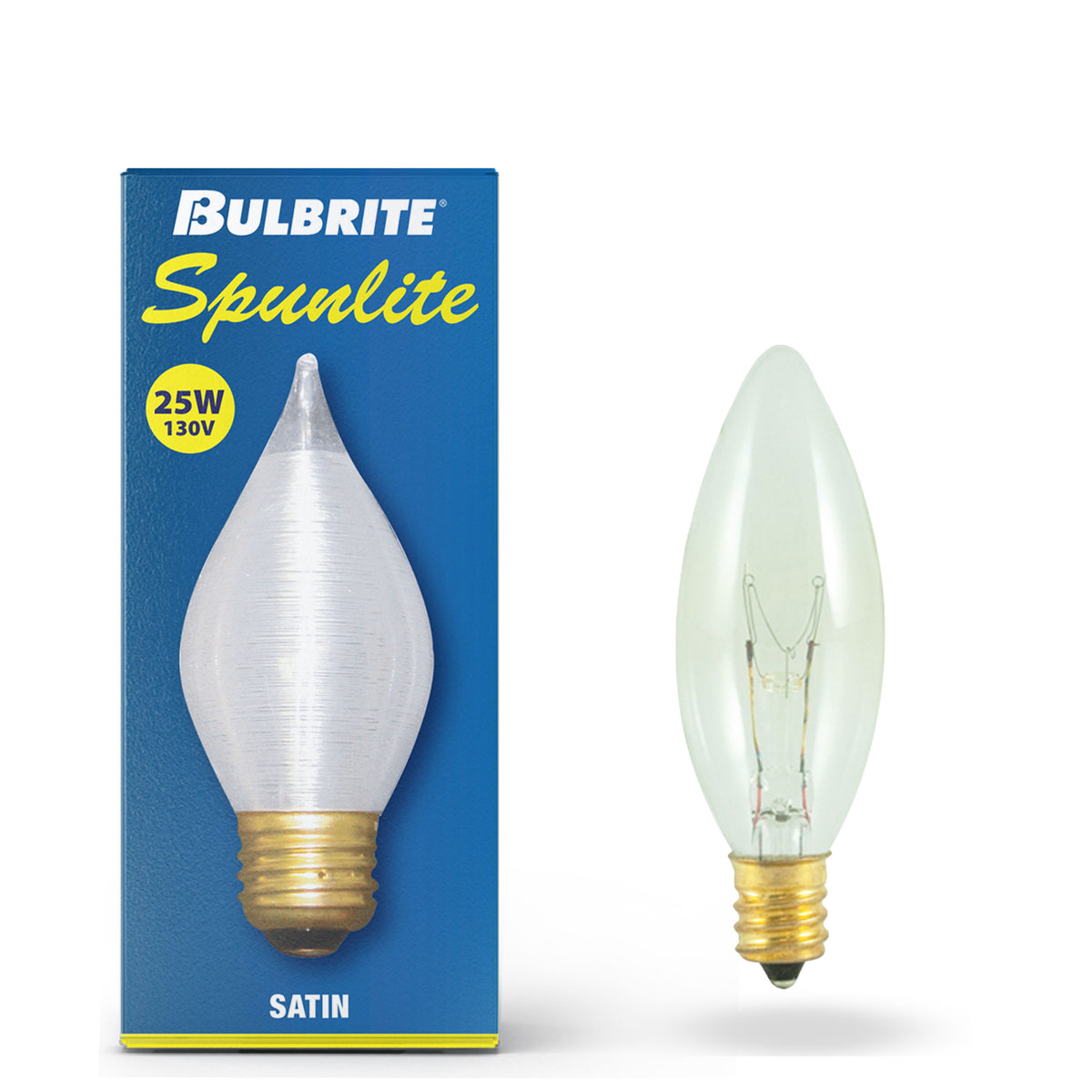 Bulbrite Spunlite Dimmable 25W C15 Specialty Incandescent Light Bulbs with Satin Finish and E26 Medium BaseScrew Base, 10-Pack