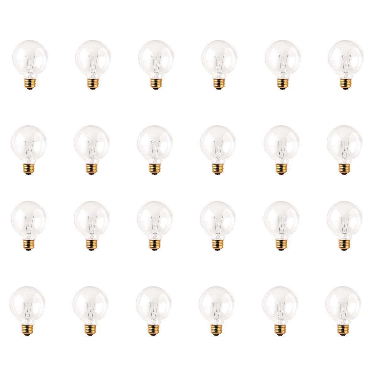 Bulbrite Incandescent Pack of (24) Dimmable 25 Watt Globe G25 Light Bulbs with Clear Glass Finish and Medium (E26) Screw Base, 2700K (Warm White Light)