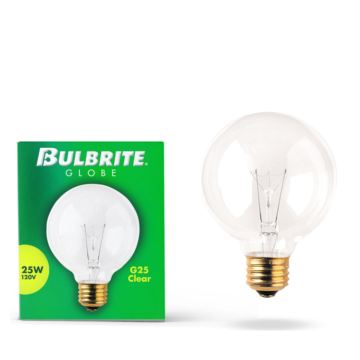Bulbrite Incandescent Dimmable 25W Globe G25 Light Bulbs with Clear Glass Finish and E26 Medium BaseScrew Base, 2700K Warm White Light, 24-Pack