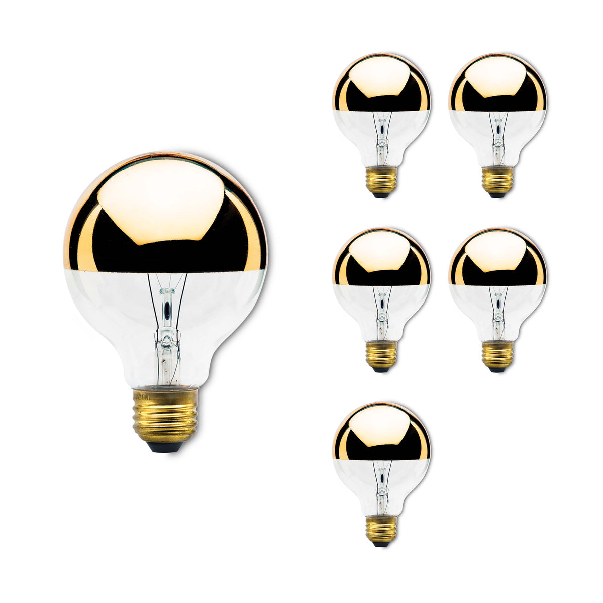 Bulbrite Incandescent Pack of (6) Dimmable 40 Watt Half Gold Globe G25 Light Bulbs with Medium (E26) Screw Base, 2700K (Warm White Light)