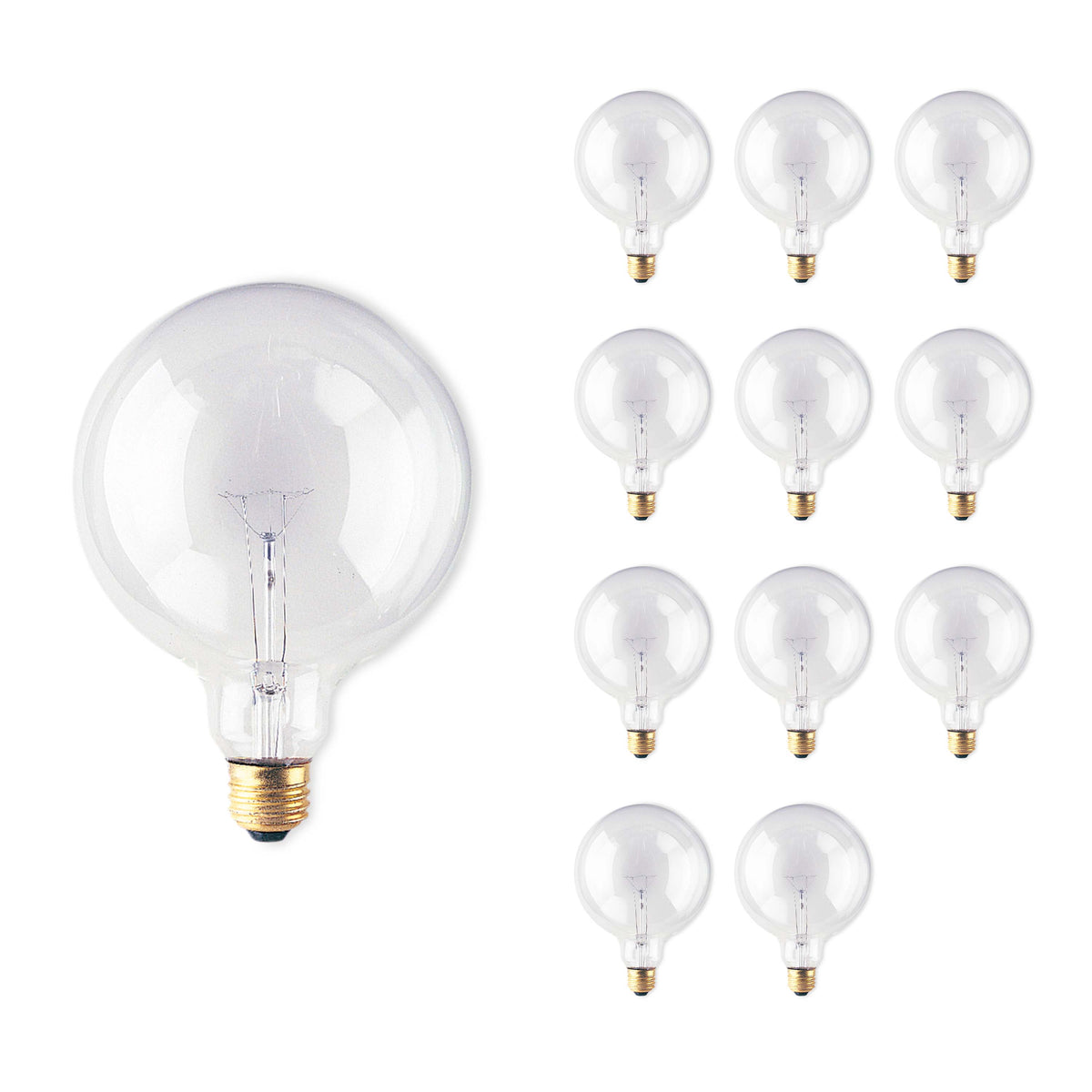 Bulbrite Pack of (12) Incandescent G40 Medium Screw Base (E26) Light Bulb, 60 Watt, Clear