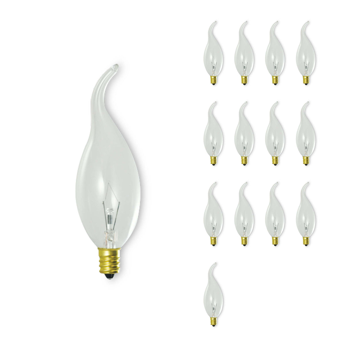 Bulbrite Incandescent CA11 Candelabra Screw Base (E12) Light Bulb, 25 Watt, Clear, Pack of 14