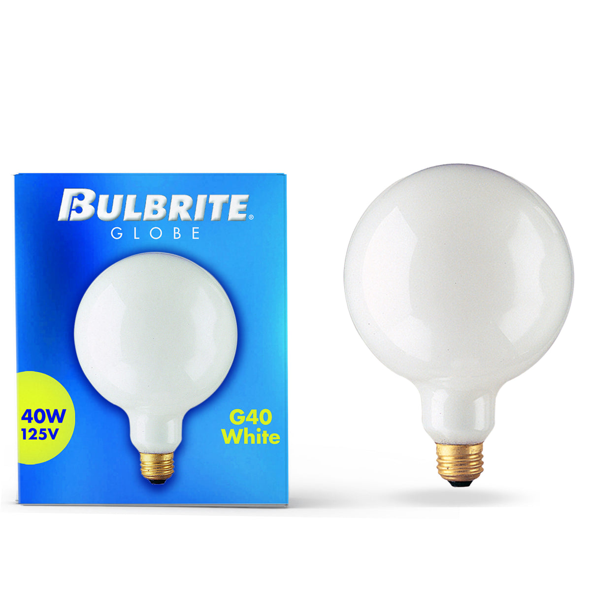 Bulbrite Incandescent 40W G40 Light Bulbs with a White Finish and E26 Medium Base, 2700K Warm White Light, 12-Pack
