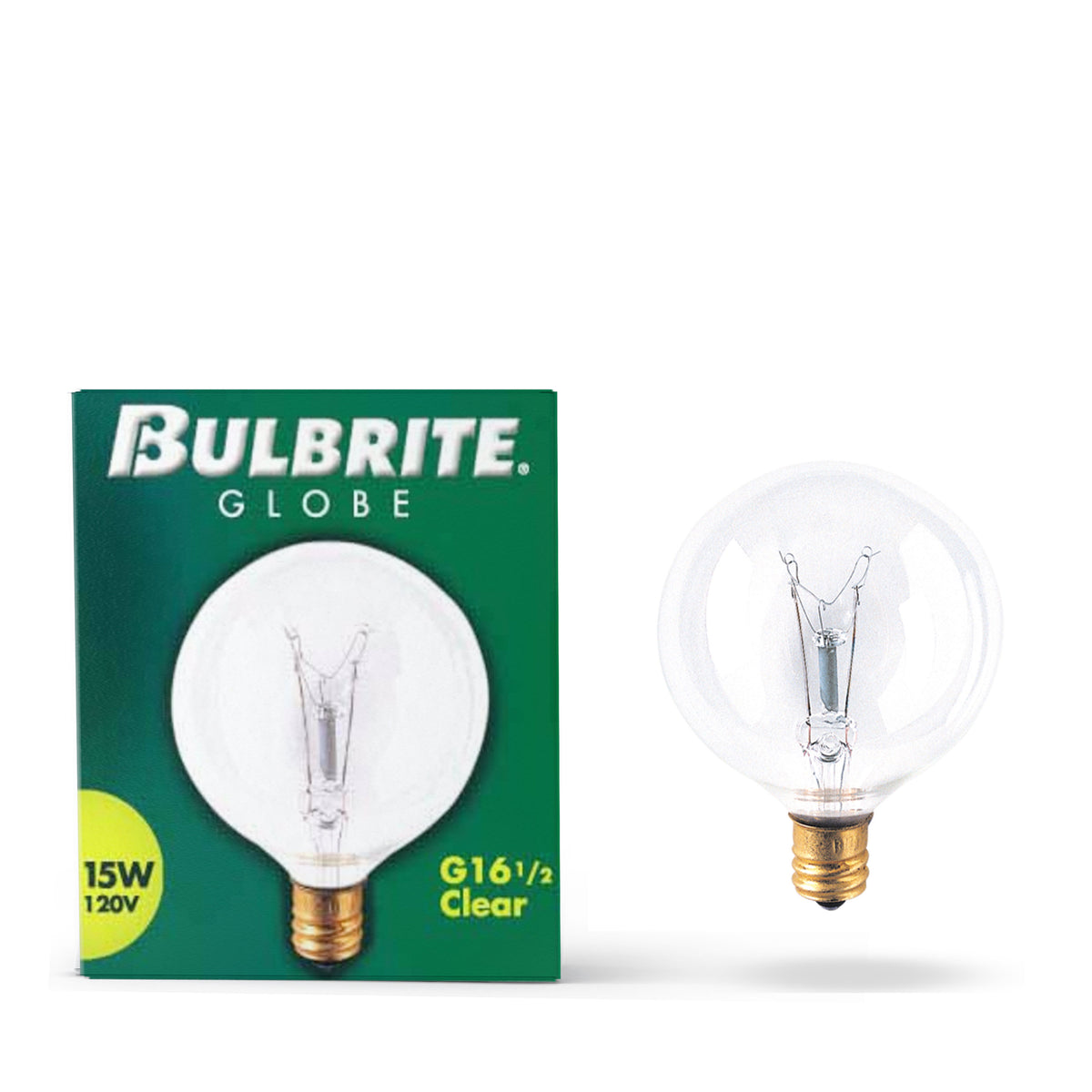 Bulbrite Incandescent G16.5 Candelabra Screw Base (E12) Light Bulb, 15W, Clear, 40-Pack