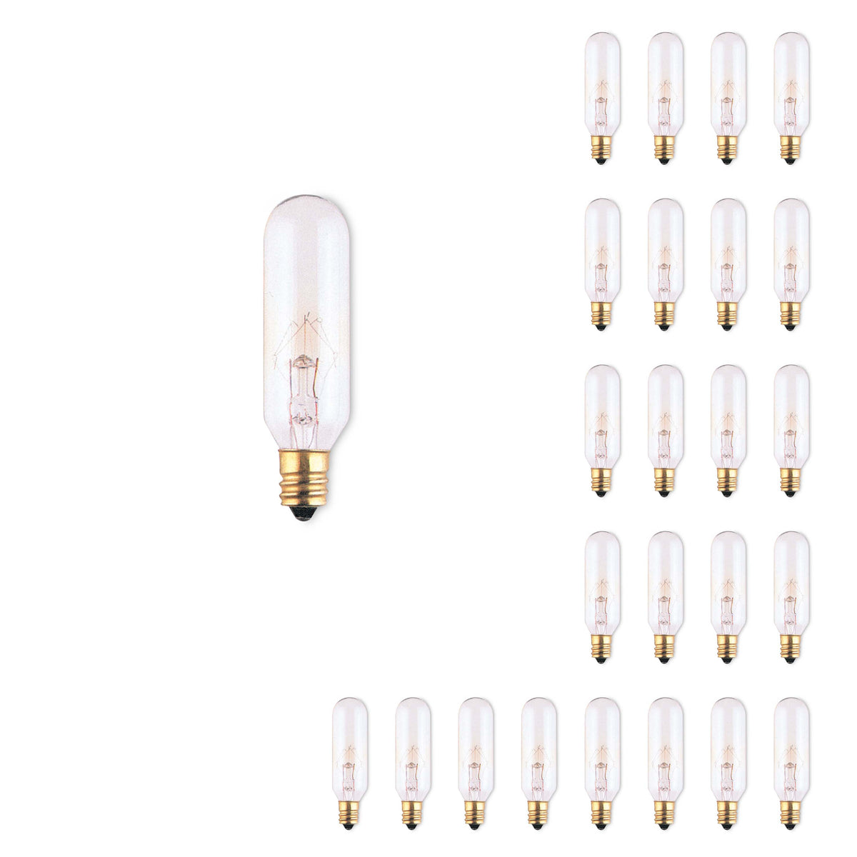 Bulbrite Incandescent T6 Candelabra Screw Base (E12) Light Bulb, 25 Watt, Clear, Pack of 25